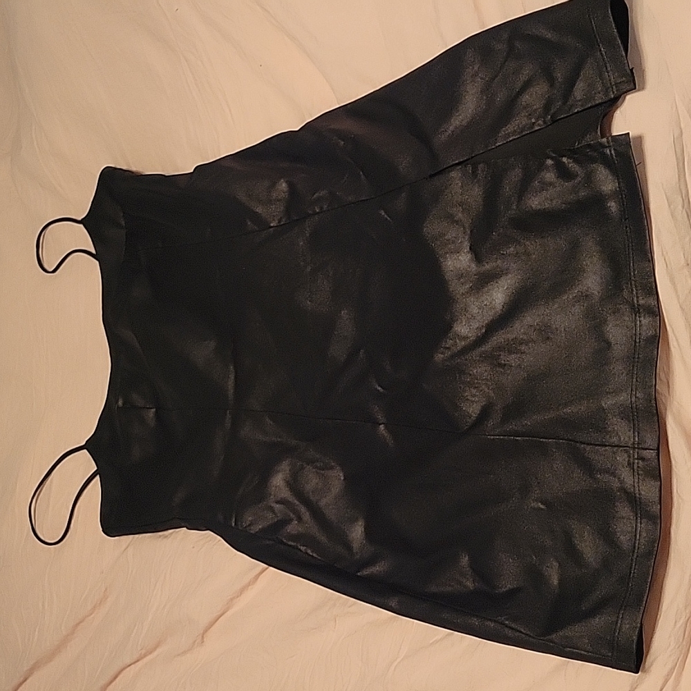 Faux leather mini dress